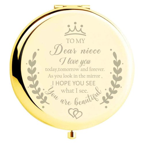 Soulpetals Niece Gifts Compact Mirror for Niece from Aunt to My Niece Makeup Mirror Birthday Gifts for Niece from Auntie Uncle Gifts for Niece Birthday Christmas