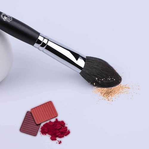 ENERGY Blush Brush for Cheeks Professional Makeup Brush for Blush, Contouring, Highlighting Fluffy flat Powder Brush Goat Hair Brass Ferrule Wood Handle Face Brush M301