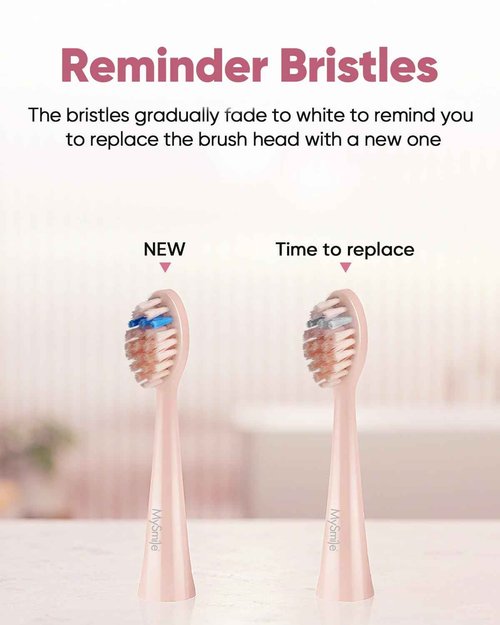 MySmile DY156 Electric Toothbrush for Adults, Rechargeable Sonic Battery Toothbrush Portable with 3 Brush Heads, 2 Mins 5 Modes Smart Timer, 45000VPM, One Charge for 60 Days - Pink