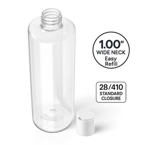 Bar5F Clear Plastic Bottles, 16.9 oz, 2-Pack with Disc Top Caps, BPA-Free Squeezable Containers for Shampoo, Lotions, Made in USA