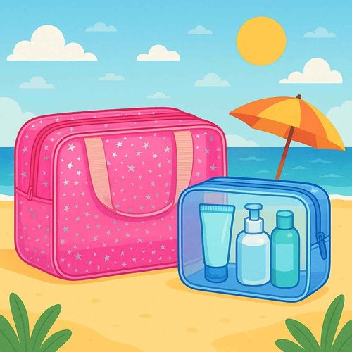 2 Pcs Clear Large Cosmetic Bag 12x5x8 inch Travel Pouch with Handle PVC Material Pouch Waterproof Travel