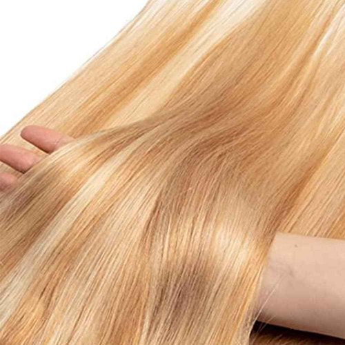 Giginger Bundles Human Hair P27/613 Blonde Straight Human Hair Bundles 10 12 14 Inch Highlight Honey Blonde Unprocessed Quick Weave Soft Sewn In Hair Extensions for Black Women