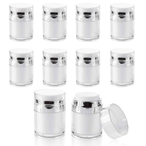 YOUNTHYE 10PCS 1 oz Airless Pump Jar Bulk 30ML Moisturizer Pump Dispenser Empty Pump Moisturizer Container Vacuum Cosmetic Travel Containers Refillable Moisturizer Container for Creams Gels Lotion