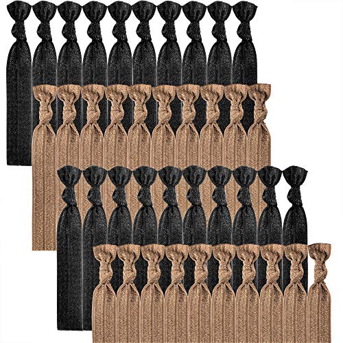 79style 100pcs Hair Ties For Women elastic Ribbon Hair Ties Brown Black Fabric Hair Ties Knotted Ponytail Holders No Break Knot Hair Bands No Damage Yoga Twist Soft Flat Women Hair Accessories (100pcs Brown / Black)