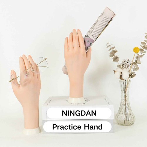 Realistic Practice Hand Flexible Bendable Nail Practice Hand With Holder，NINGDAN Hand Nail Art Training Tools Necklace Bracelet Ring Stand for Showing Photography Props Nail Tech (1pcs Right+bracket)