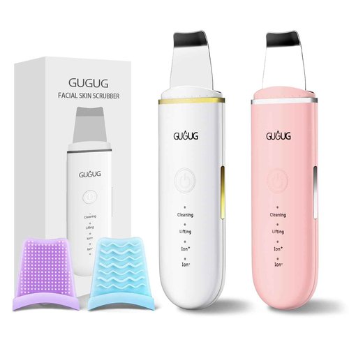 GUGUG 2-Pack Facial Spatula Set 4 Mode Pore Cleaner & Blackhead Remover Tools (White + Pink)