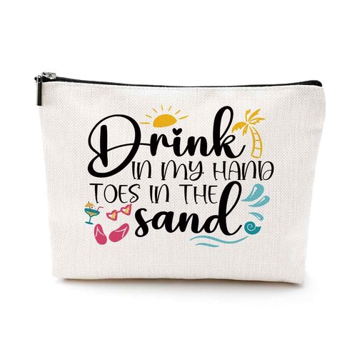 NGZS Funny Beach Gifts for Women Cosmetic Bag Vacation Beach Themed Gift for Lovers Bestie Makeup Bag Girls Trip Gifts Travel Stuff Necessities Birthday Christmas Graduation Friendship