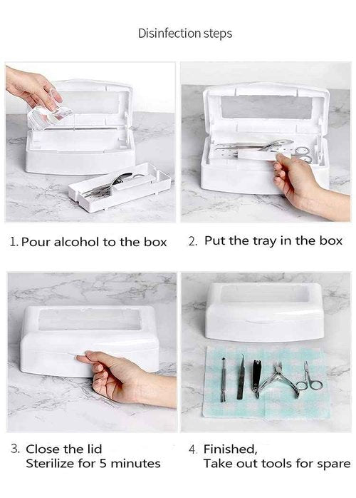 Nail Salon Must Have Nail Tools Cleaner for Scissors Tweezers Clippers Nail Art Tools Manicure Cleaning Clean Box for Nail&Hair Salon Nail Art Equiment Nail Tech