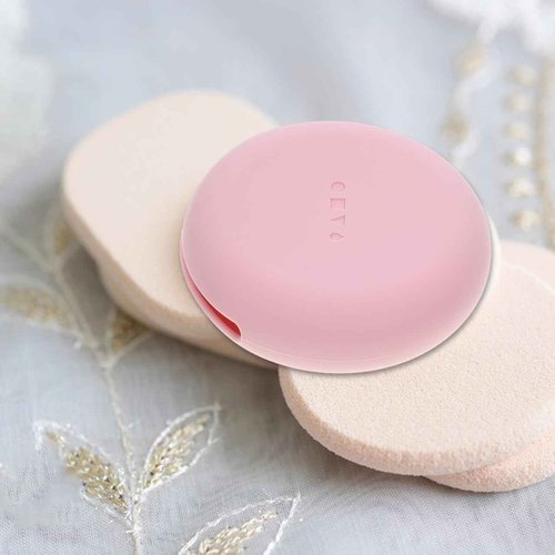 Healeved Silicone Cosmetic Box Small Makeup Puff Case Portable Powder Puff Holder Silicone Makeup Sponge Case Makeup Puff Holder for Travel Makeup Sponge Holder Travel Makeup Puff Holder, Pink