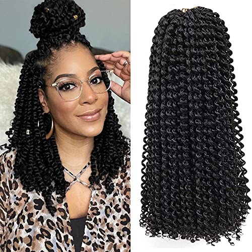 Passion Twist Hair 18 Inch 8 Packs Water Wave Crochet Hair for Black Women Long Bohemian Crochet Braids Passion Twist Crochet Braiding Hair Extensions (18 Inch, T1B/BUG)