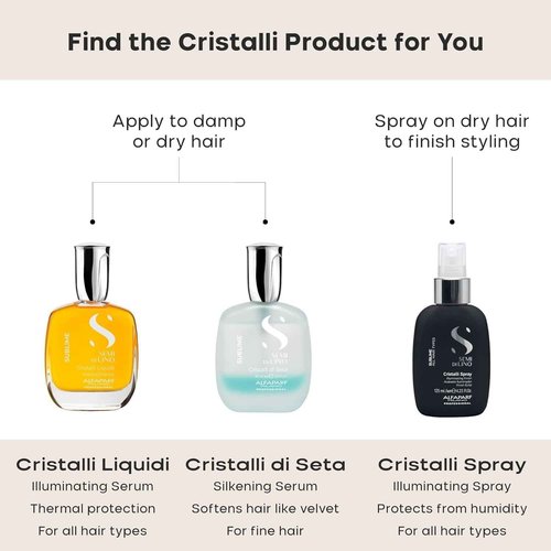 Alfaparf Milano Semi Di Lino Sublime Cristalli Di Seta - Finishing + Smoothing Serum for Fine Hair - Nourishing Hair Oil to Protect & Add Shine - Professional Hair Care (1.52 oz / 45 ml)