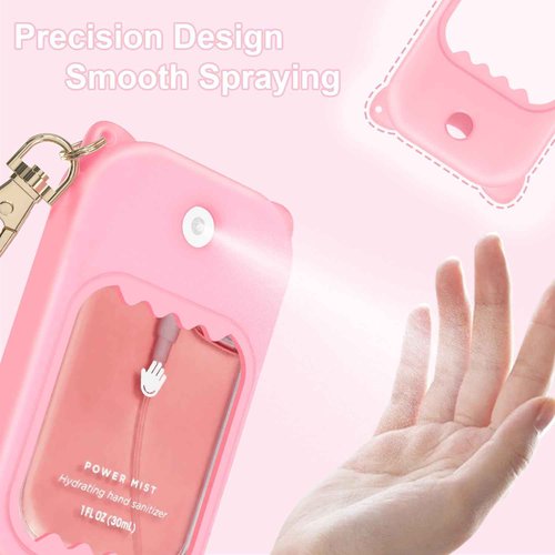 taessv Hand Sanitizer Spray Case for Touchland Silicone Touchland Case Keychain Cute Hand Sanitizer Spray Holder Compatible with Touchland Power Mist Gentle Mist Glow Mist, Pink