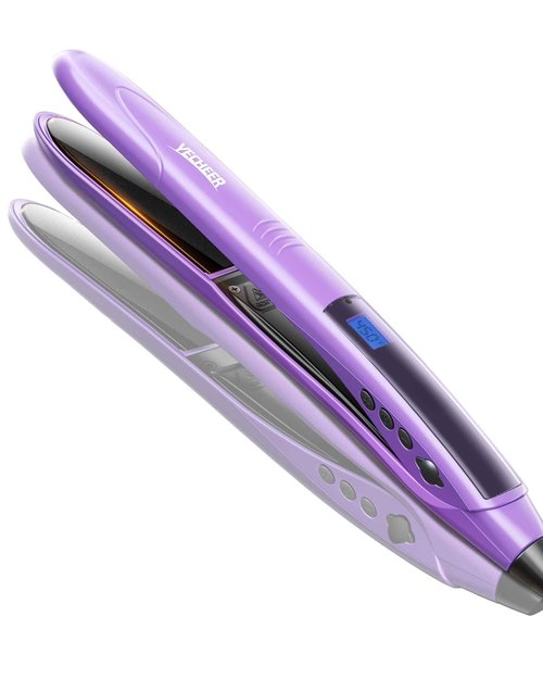 1" Ceramic Flat Iron with Sonic Vibrating, Dual Voltage Travel Hair Straightener for Women - Ionic & Volcanic Mineral Technology to Lock in Moisture, Straightener and Curler, 10 Heat Settings