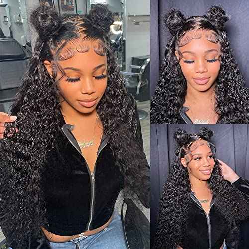 Healthair Deep Wave Lace Front Wig 360 Lace Front Wigs Human Hair Pre Plucked Human Hair Wigs for Black Women(16inch, Deep 360 Wig)