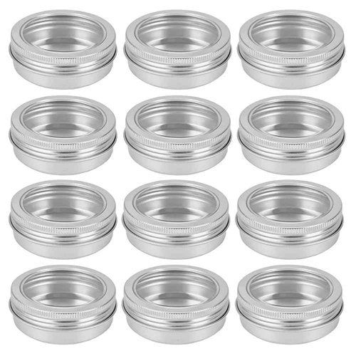 75 Pcs Clear Window Aluminum Round Cans,Candle Containers with Screw Lid,2 Oz Metal Round Tins for Crafts,Cosmetic, DIY