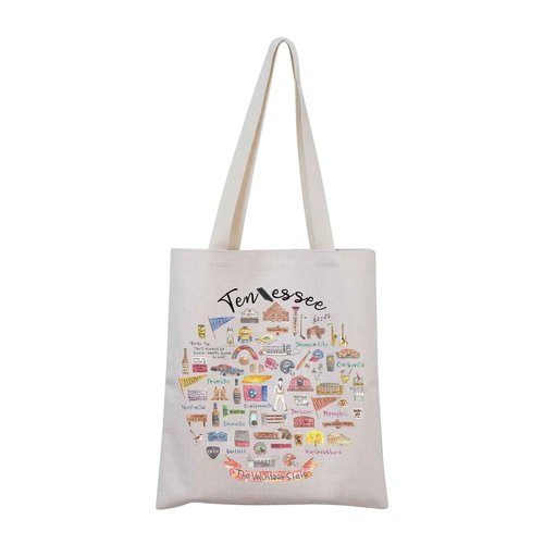 MNIGIU TN State Tote Bag Gift for TENN Lovers TN Travel Gift (Tennessee State Tote)