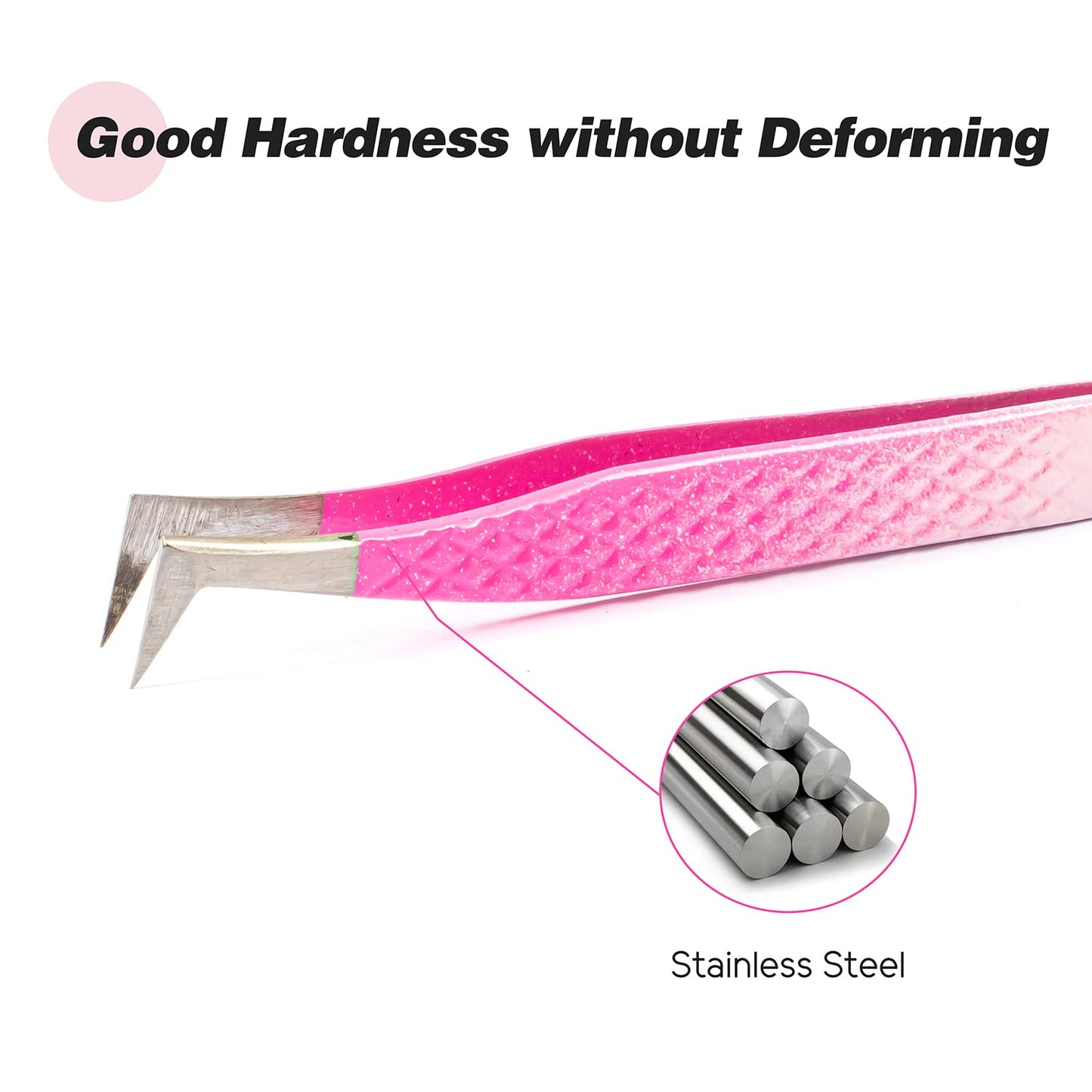 TDANCE Lash Tweezers for Eyelash Extensions,Diamond Grip Curved Lash Extension Tweezers,Stainless Steel Fiber Tip Isolation Tweezers Eyelash Extensions(Ombre-T02-Curved Tweezers,1Pcs)