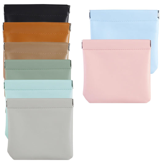 mayace Pocket Cosmetic Bag - 8 Pcs Small Makeup Bag Pocket Cosmetic Bag Squeeze Top No Zipper Self-closing Makeup Pouch, Waterproof Mini Travel Storage Makeup Cosmetics Bag for Women Girls