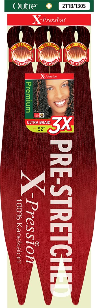 [5 PACK DEAL] Outre X-Pression Braid-Pre Stretched Braid 52" 3X 5 Packs (2T1B/130S)