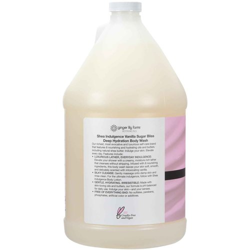 Ginger Lily Farms Botanicals Shea Indulgence Deep Hydration Body Wash, 100% Vegan & Cruelty-Free, Vanilla Sugar Bliss Scent, 1 Gallon (128 fl oz) Refill