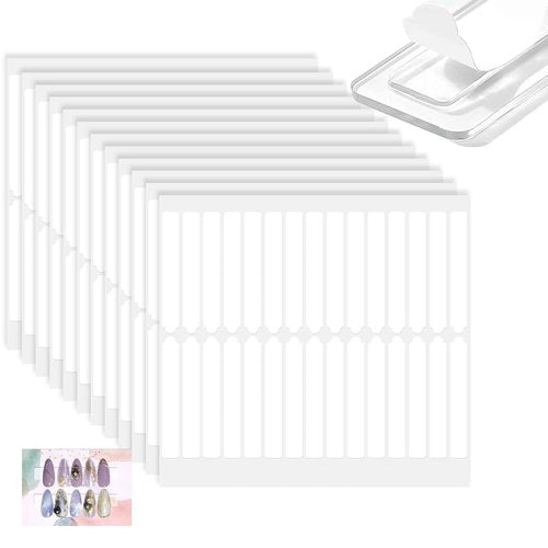 BQAN 12 Sheets Double Sided Nail Tape for Press On Nails, Clear Adhesive Mounting Tapes for Nails Design Display/Fake Nail Storage/Manicure Packaging Organize