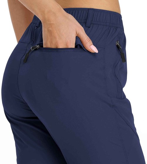 SPOSULEI Travel Pants Womens Golf Quick Dry Lightweight Wrinkle Free Stretch Spandex Nylon Pants with Zipper Pockets Darkblue