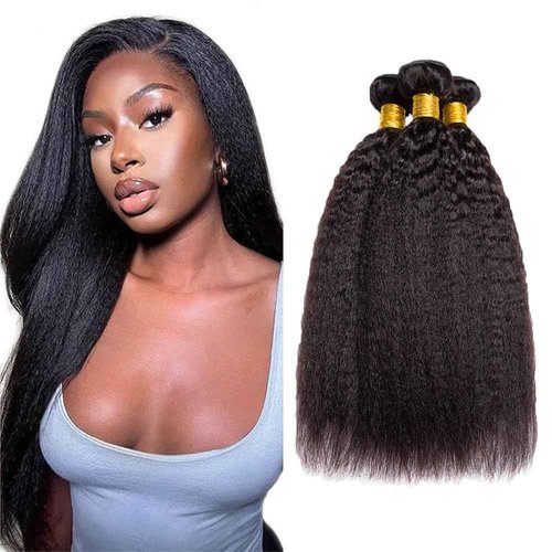 Yaki Straight Bundles Human Hair Kinky/Yaki Bundles 20 20 20 Inch Brazilian Virgin Remy Hair Extensions Kinky Straight Human Hair Bundle For Black Women 3Pcs/Set