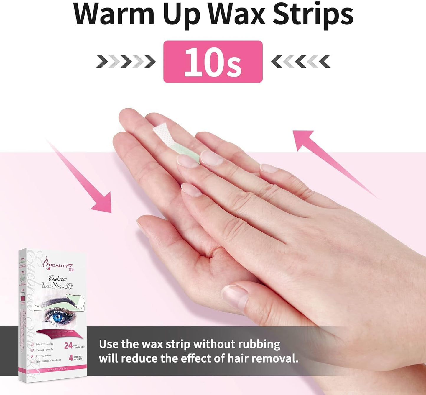 Beauty7 Facial Wax Strips Hair Removal Eyebrow Wax Strips Kit Fit Wax Strips Eyebrow Shaper at Home Waxing 24 Strips 4 Calming Oil Wipes for Sensitive All Skin Types for Women