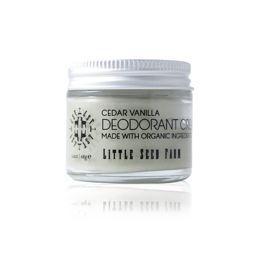 Little Seed Farm All Natural Deodorant Cream, Aluminum Free Deodorant for Women or Men, 2.4 Ounce - Cedar Vanilla + Terracotta Red Jar Sleeves