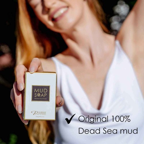 Premier Dead Sea Mineral MUD bar Natural body wash, face wash, hand soap, for all Skin Types. Therapeutic and Antibacterial, helps with Acne, Rosacea, Eczema and Psoriasis, 3.4 Oz