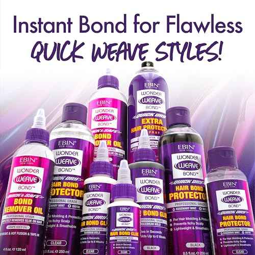 EBIN NEW YORK Wonder Weave Bond Hair Protector (Clear) 3.38 Fl Oz ? Quick Dry Protective Shield for Quick Weave ? Lightweight, Rosemary Mint & Biotin Infused, Breathable Formula