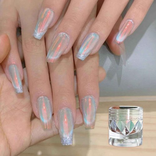 Orange Pearl Chrome Nail Powder Nail Art Glitter,Metallic Iridescent Chrome Nail Powder for Nails,Chrome Powder for Gel Polish