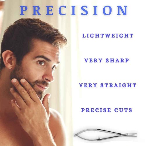 Small Scissors by Christina Moss Naturals® for Eyebrows, Nose Hair, Nails, Beard, Round Tip, Professional Grooming