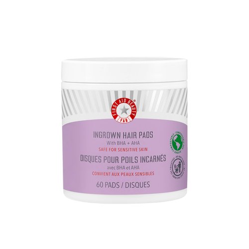 First Aid Beauty - Ingrown Hair Pads with BHA + AHA - Aftershave Treatment Pads to Help Prevent Razor Bumps for Men & Women - Exfoliate Underarms & Bikini Area - Compostable for Daily Use - 60 Pads