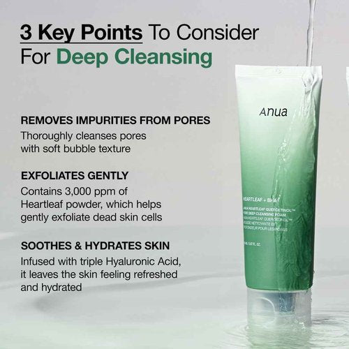 ANUA Mild Double Cleanser Duo for Facial wash : Heartleaf Pore Control Cleansing Oil Mild & Heartleaf Quercetinol Pore Deep Face Wash for Double Cleansing, Blackhead Remover, Korean Skincare