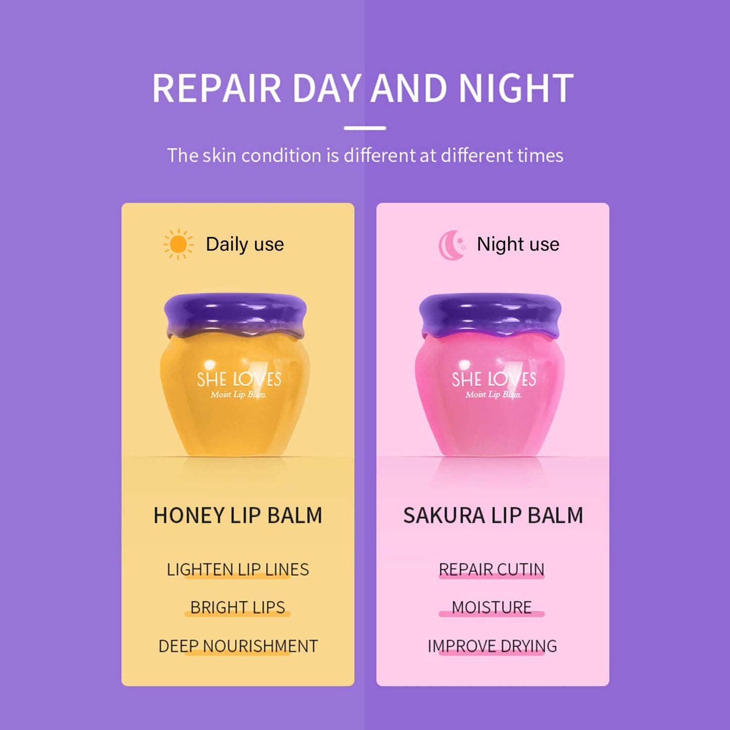 2PCS Honey Pot Lip Balm, Lip Balm Honey Pot with Brush, Cherry Blossom Lip Balm for Dry Cracked Lips, Lip Scrubs Exfoliator & Moisturizer, Hydrating Lip Sleeping Mask