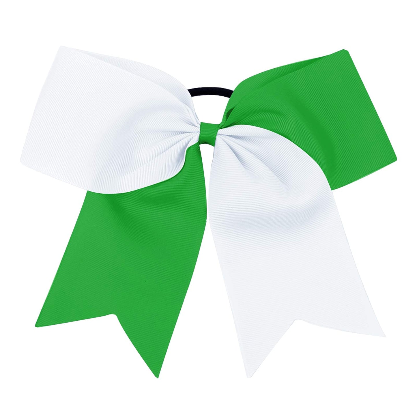 16PCS 8" Large Cheer Hair Bows Ponytail Holder Elastic Band Handmade for Cheerleading Teen Girls College Sports (White/Green, 16 Count (Pack of 1))