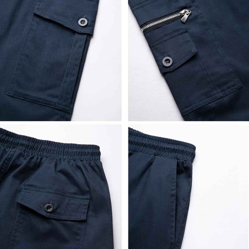 WZIKAI Mens Cargo Pants Relaxed Fit Drawstring Joggers Sweatpants for Men Workout Casual Long Trousers Navy XXXL