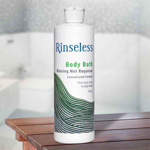 RINSELESS Waterless Body Bath Wash 16 Oz (Pack of 2) | No Water Rinse Needed Concentrated Formula Makes 32 Sponge Baths