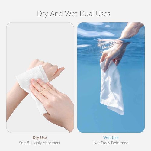 vuacepe Face Towels Disposable Cotton Facial Towels, 300 Count Biodegradable Soft Dry Facial Tissue, Drying Tissue for Skin Care, Makeup Remover, Disposable Face Cloths for Washing