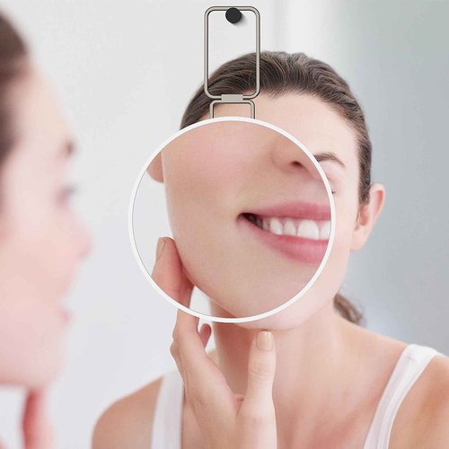 Travel Magnifying Mirror 30x Large 6” Diameter Makeup Mirror with Magnification 30x, Portable Handheld Close Up Magnified Mirror with Stand & Suction Cups, Perfect for Makeup, Shaving, Deep Cleaning