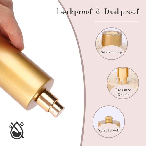 Gsteng 2pcs 50ml Glass Spray Bottle for Perfume,Refillable Travel Perfume Atomizer Bottles,Black&Gold Portable Cologne Atomizer Empty Bottle.(Black&Gold)