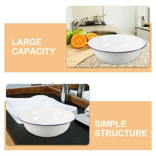 Healeved Enamel Wash Basin 28cm Large Enamel Mixing Bowl Face Washing Basin Sourdough Bowl Footbath