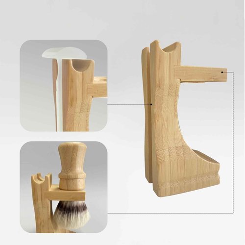 Kikc Men's Shaving Kit with Natural Boar Bristle Shaving Brush, Pure Bamboo Shaving Brush Stand with Bowl | Complete Wet Shaving Set for Smooth & Luxurious Shave