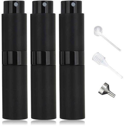 Xohairp 8ML Perfume Atomizer Travel Spray Bottles Refillable Portable Sprayer Mini Spray Empty for Refill Dispenser (3PCS, Black)