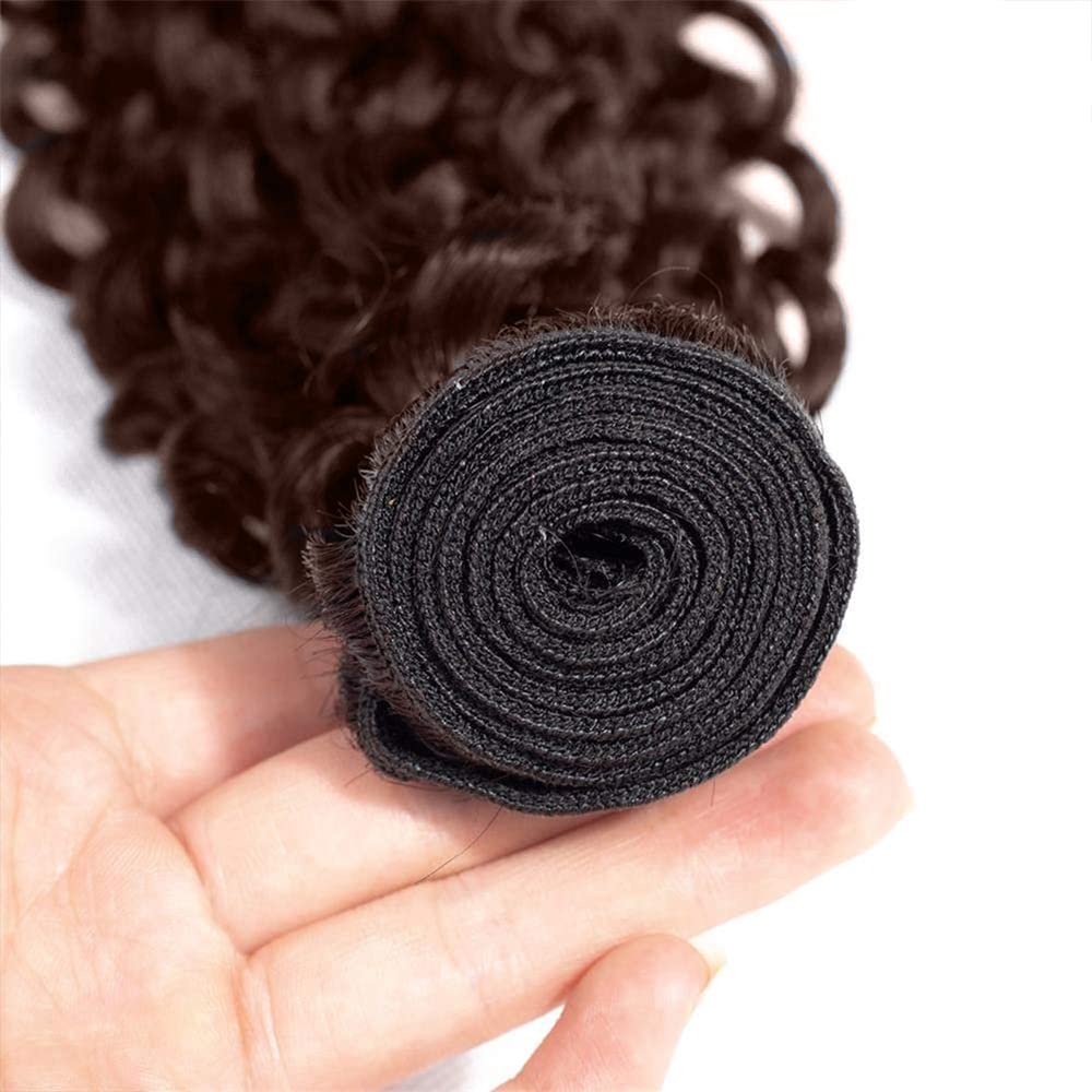 Dark Brown Kinky Curly Bundles Human Hair Color #4 Human Hair Bundles 8A Peruvian Virgin Hair 3 Bundles 20 22 24 Inch Brown Curly Bundles Hair Extensions for Women 300g