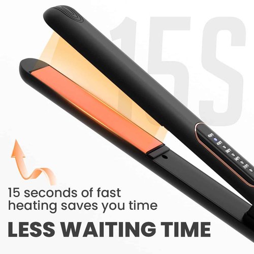 1 Inch Hair Straightener and Curler 2 in 1, Ceramic Titanium Flat Iron, Dual Voltage Straightening Irons with Fast Heating,Glove and 2 Clips Include