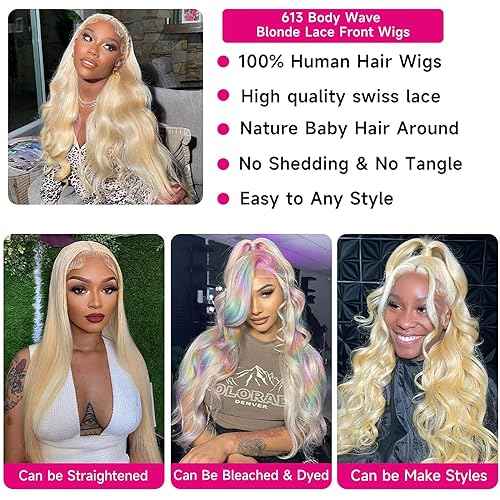 613 13x6 Lace Front Wig Human Hair Body Wave Blonde Lace Front Wigs Human Hair Pre Plucked 613 HD Lace Frontal Wig for Women 180% Density Blonde Wig Human Hair 22 inch