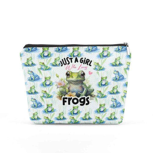 TBT Frog Gifts Funny Makeup Bag Frog Cosmetic Bag Frog Themed Gifts for Women Girls Best Friend Niece Daughter Animal Lovers Frog Lover Gifts Floral Travel Organizer Graduation Birthday Gifts
