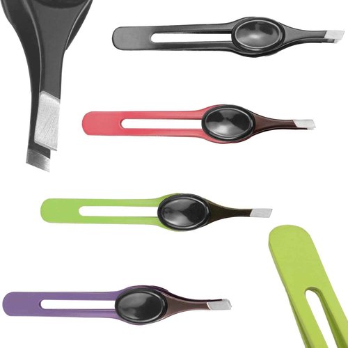 4 PCS Non-Slip Grip Tweezers, Tweezers for Women Facial Hair, Stainless Steel Bevel Tweezer, Professional Eyebrow Shaping Tweezer for Men and Women, Facial Hair, Blackhead Remover